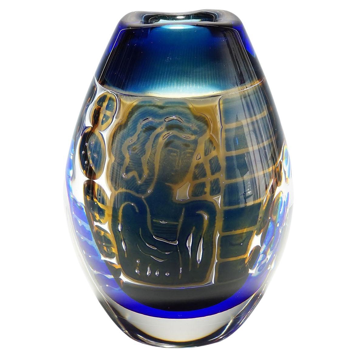 Vaso Ariel 'Gondoliere' di Edvin Oehrstroem per Orrefors, Svezia, 1962