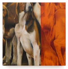 "Hounds", Dog Detail Close-up Contemporary Oil on Canvas Painting
