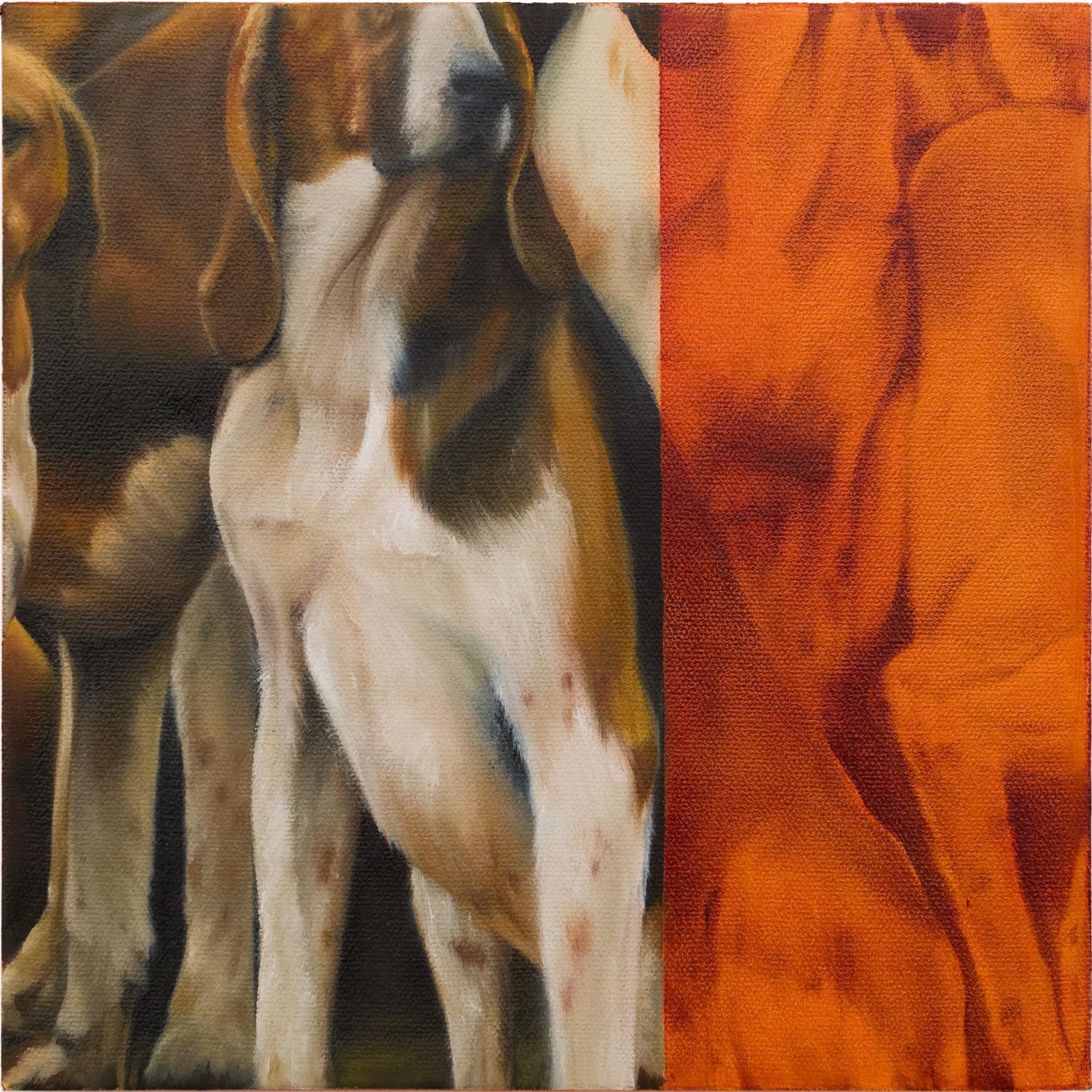 "Hounds", Dog Detail Close-up Contemporary Oil on Canvas Painting
