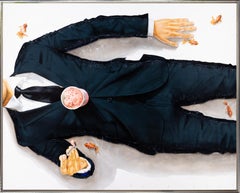 "Little Pond" Realistic Man in Suit with Ice Cream and Koi Fish