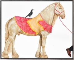 Peinture à l'acrylique sur toile « The Path Is Made By Walking » représentant un cheval hyperréaliste
