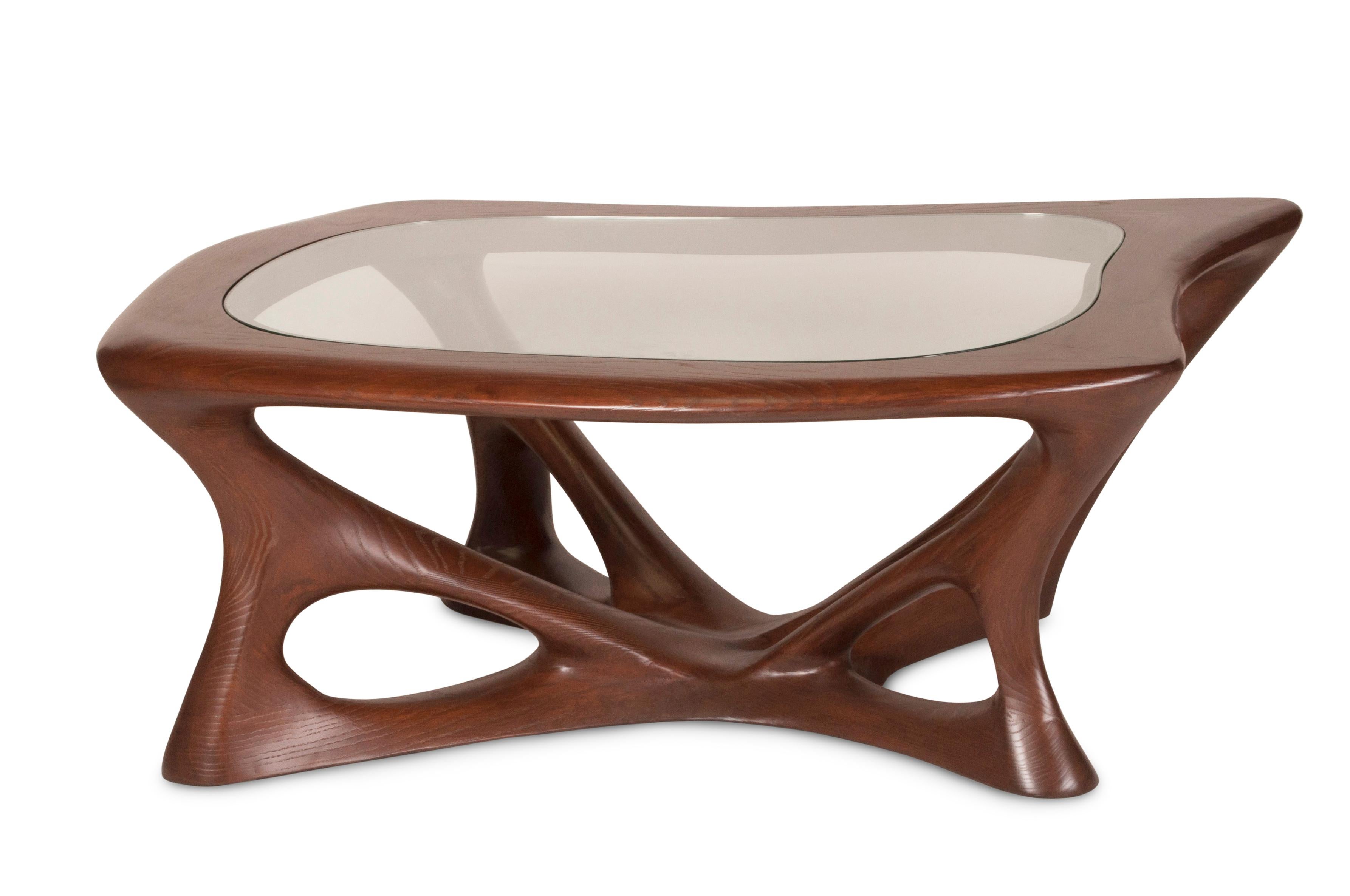 Ariella Coffee Table, Solid Wood, Walnut Stained In New Condition For Sale In Los Angeles, CA