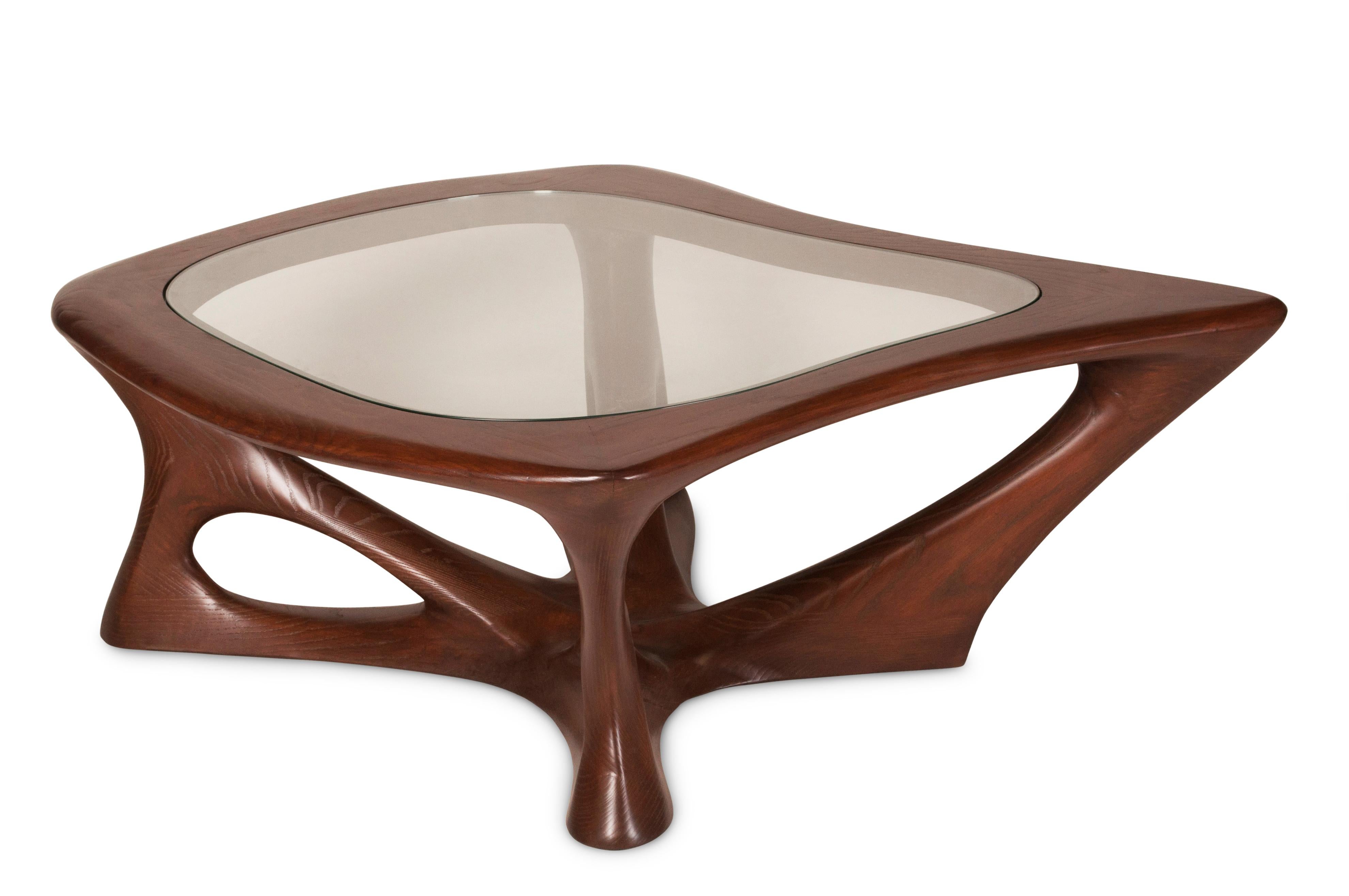 Ariella Coffee Table, Solid Wood, Walnut Stained For Sale 1
