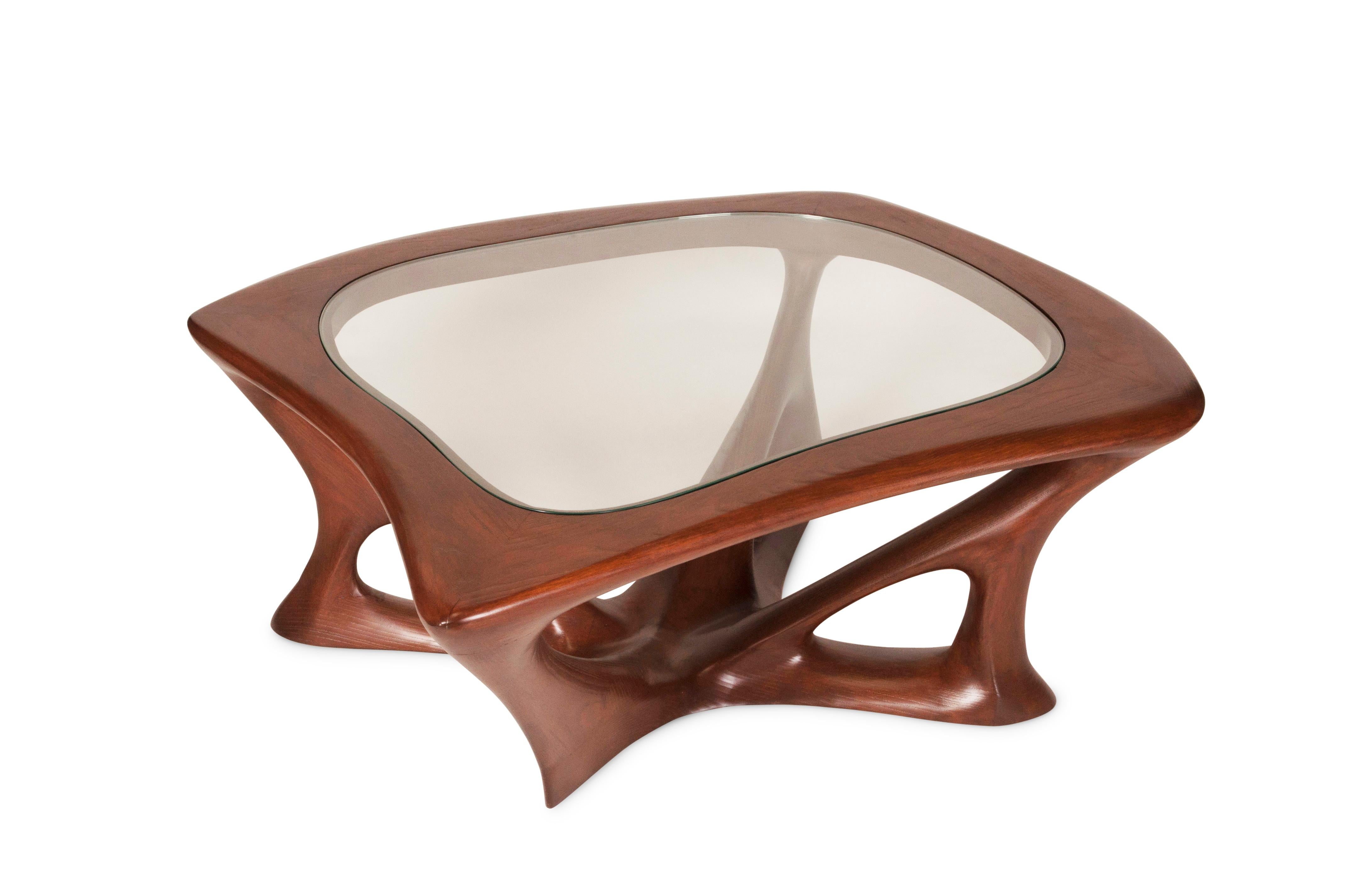 Ariella Coffee Table, Solid Wood, Walnut Stained For Sale 2