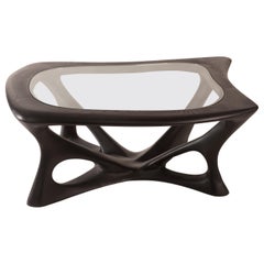 Ariella Coffee Table with Glass Top Ebony stain on Ash wood