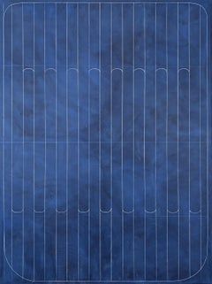 "Blue Laps" 2025 Olio, composto per fughe, cera a freddo su pannello