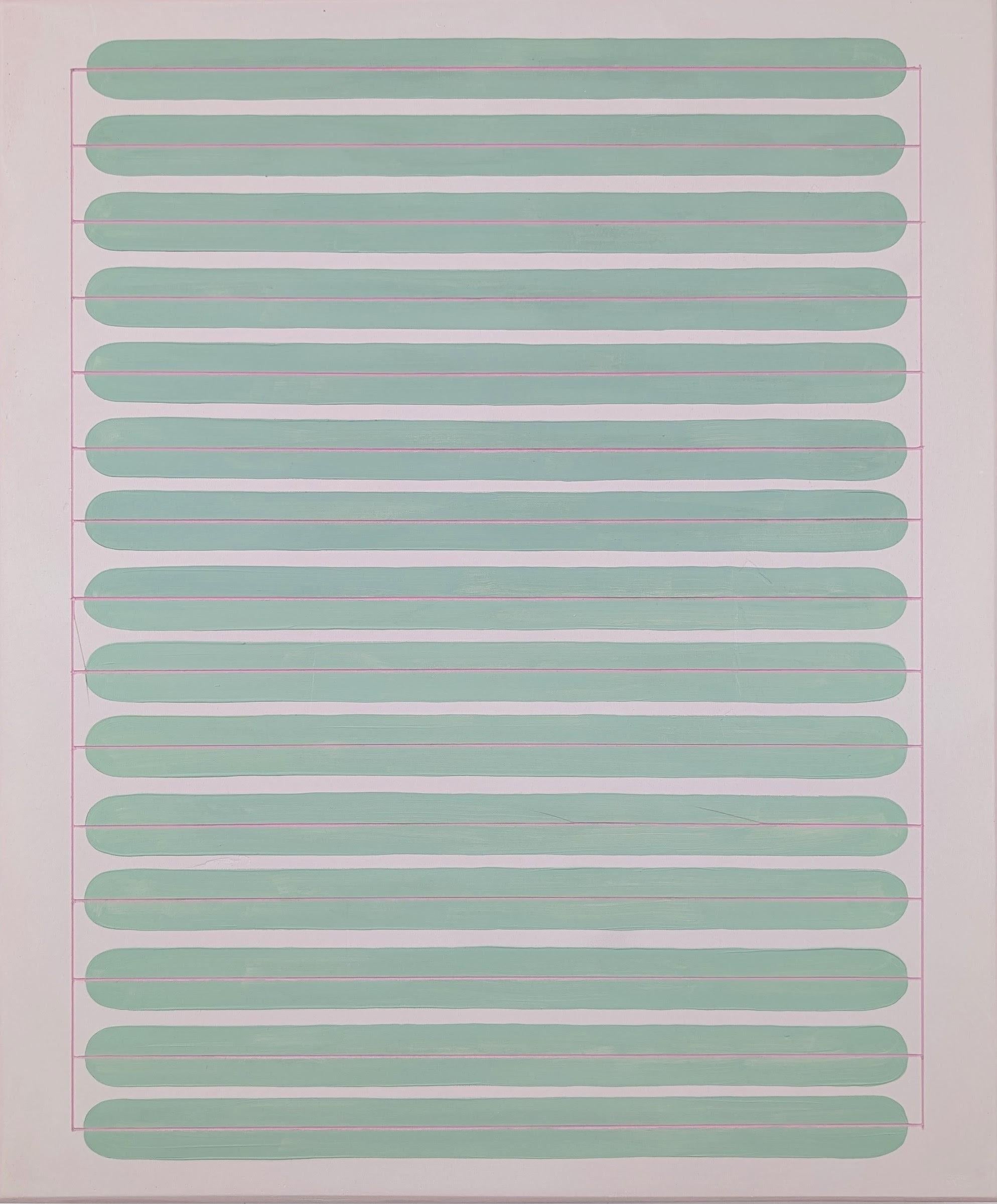 Abstract Painting di Arielle Zamora - "Archivio verde" 2025, Olio, acrilico, composto per giunzioni, cera a freddo su pannello