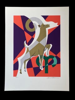 Aries 3/21 - 4/19 Vintage Cubist Zodiac Modern Art Orig Silkscreen S/N Rare