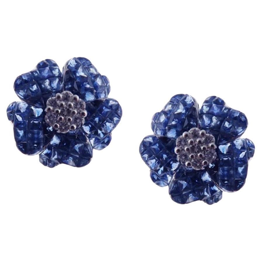 Aries Calm Sapphire Floral-5 Bloom Earring For Sale
