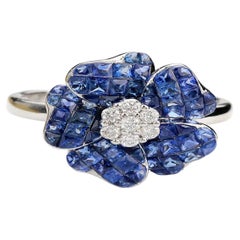 Aries Calm Sapphire Floral-5 Bloom Ring