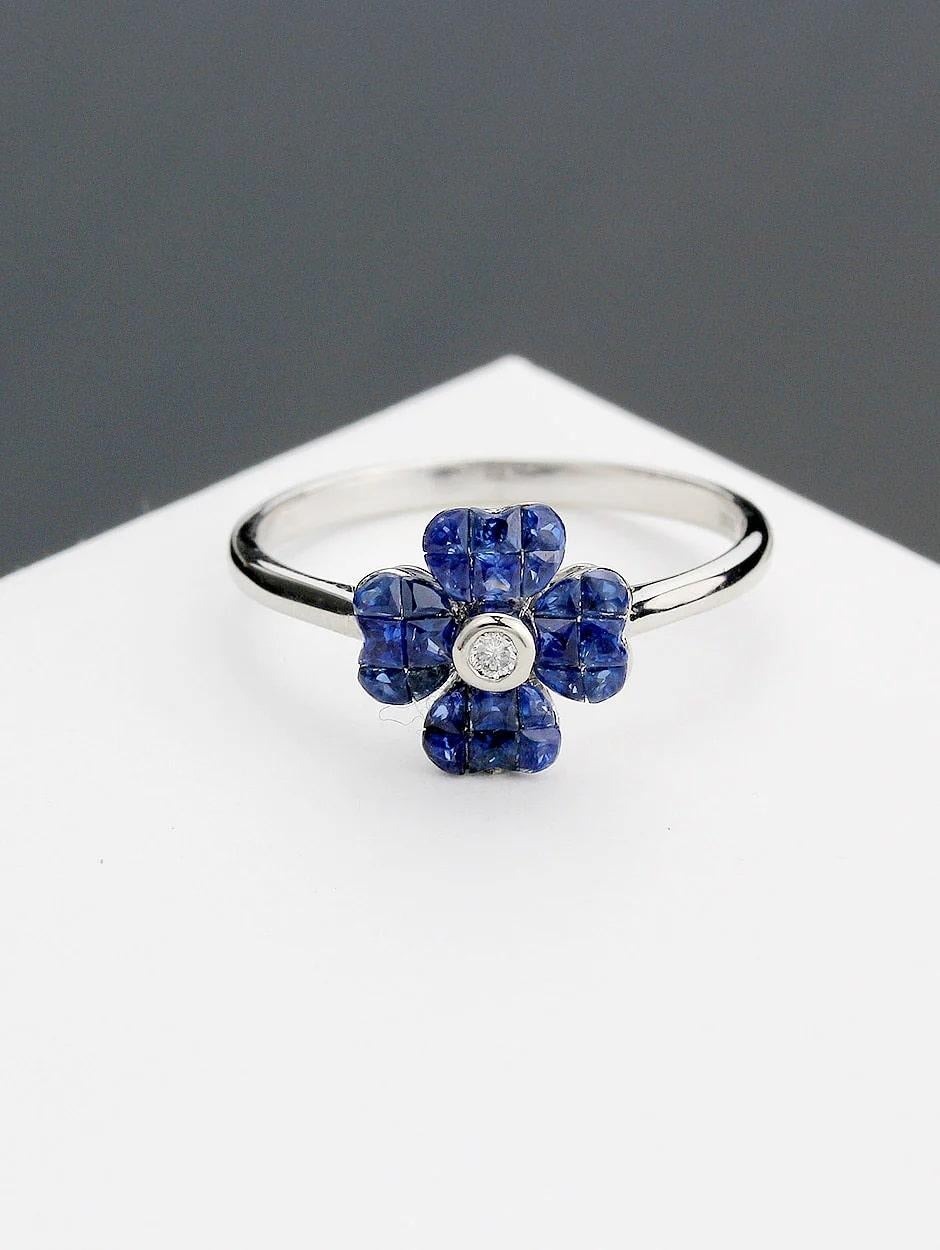 For Sale:  Aries Calm Sapphire Flower Ring 2