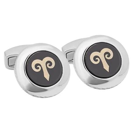 Aries Cufflinks with Rhodium Finish For Sale