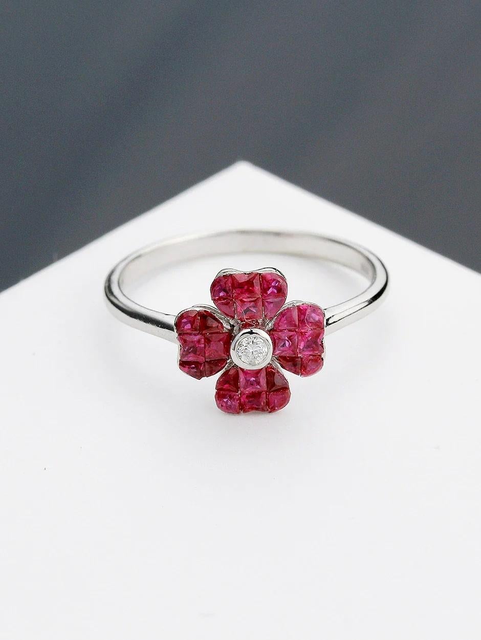 For Sale:  Aries Firey Ruby Flower Ring 2