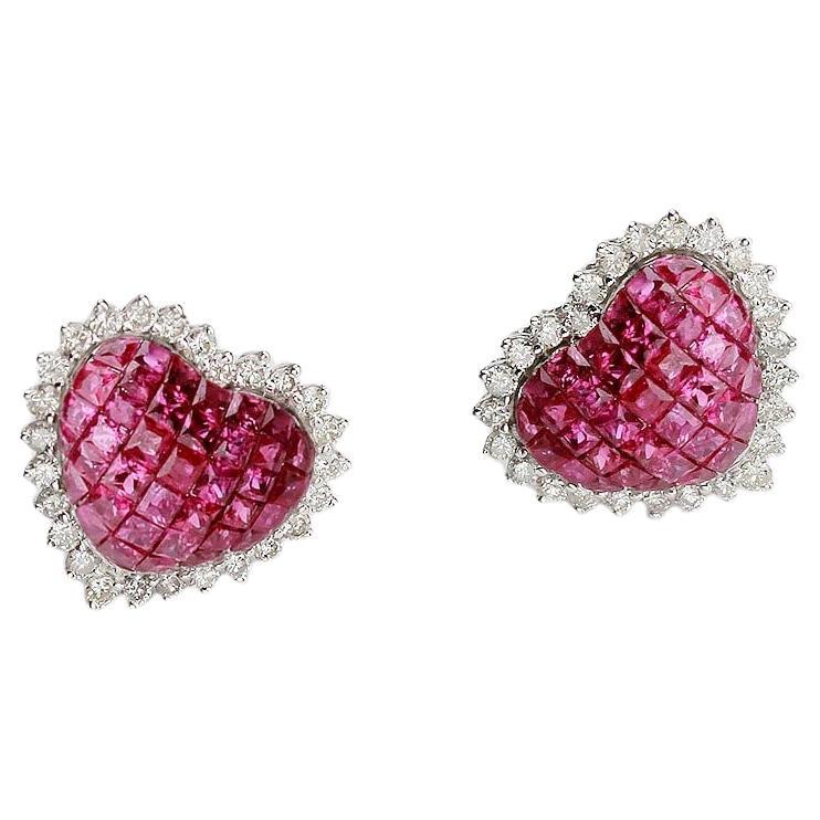 Aries Firey-S Ruby Heart Earrings For Sale