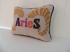 Aries Needlepoint Tapestry Petite Decorative Pillow by Jonathan Adler