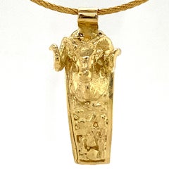 Aries or Ram Plaque Pendant in 18K Yellow Gold on 14K Gold 16" Cable Wire Chain