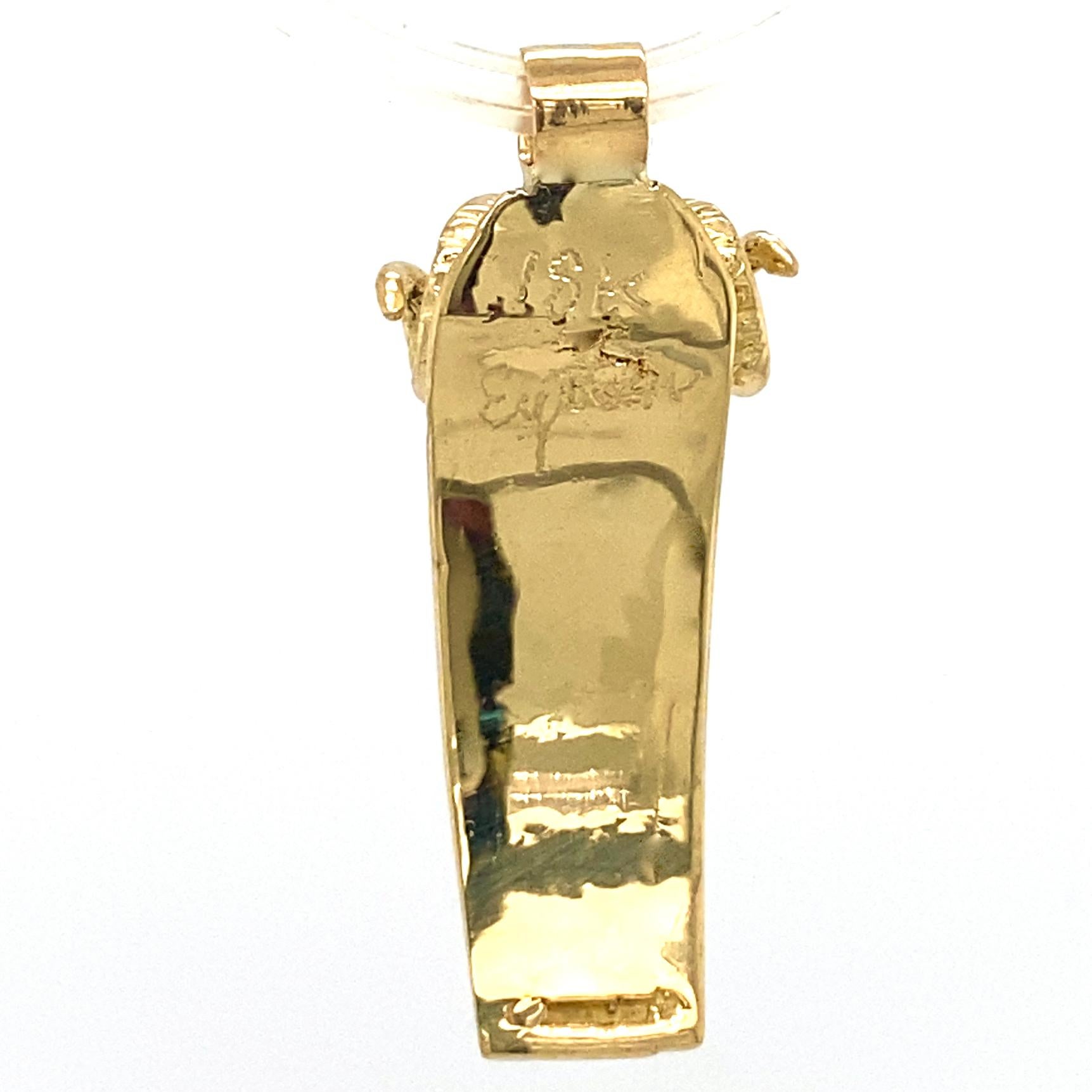 Ciondolo a forma di Ariete o di ariete in oro 18 carati con catena a filo d'oro giallo in vendita 3