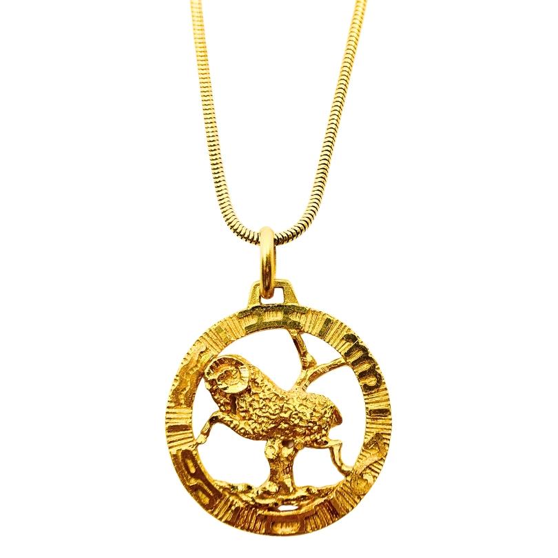 Pendentif Aris Or 18k Bijoux Zodiac 14k Collier en vente 1