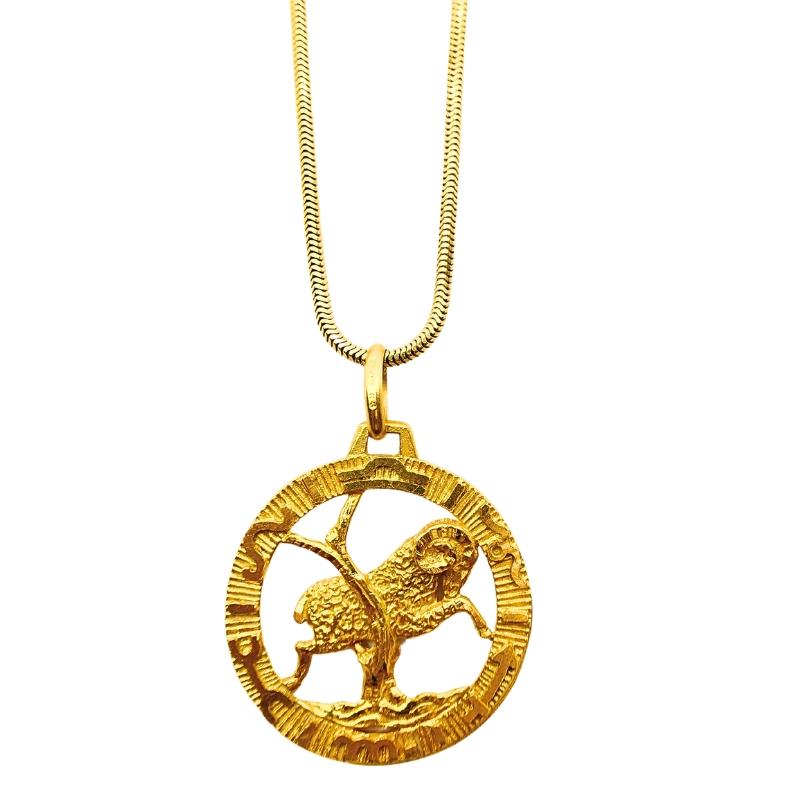Pendentif Aris Or 18k Bijoux Zodiac 14k Collier en vente 2