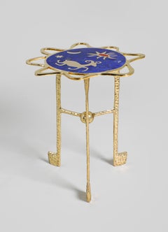 Aries Side Table in Brass with Semi Precious Stones, Viya by Vikram Goyal