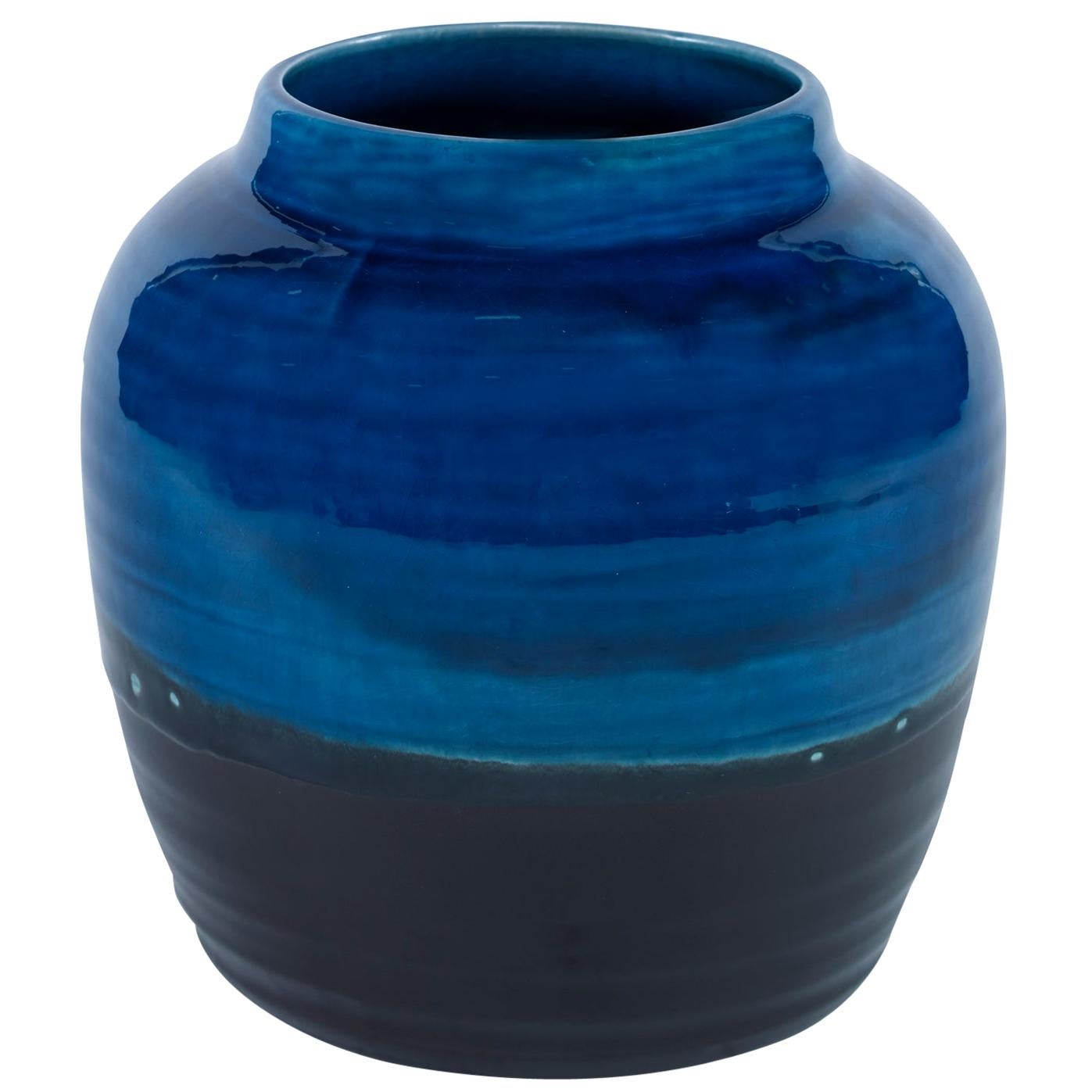 Aries Small Vase in Black and Blue Ceramic by CuratedKravet