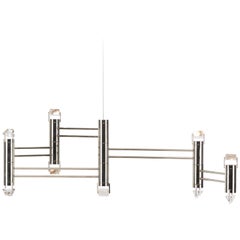 Aries V.I Chandelier in Polished Nickel with Faceted Glass and LED lights