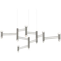 Aries VIII.I Chandelier in Polished Nickel with Faceted Glass and LED lights