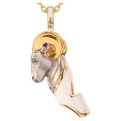 Aries Whistle Pendant Necklace, White Enamel