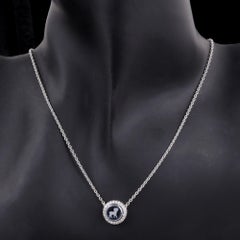 Widder Zodiac Cameo SI/H Diamant-Halo-Anhänger Halskette 14 Karat Weißgold