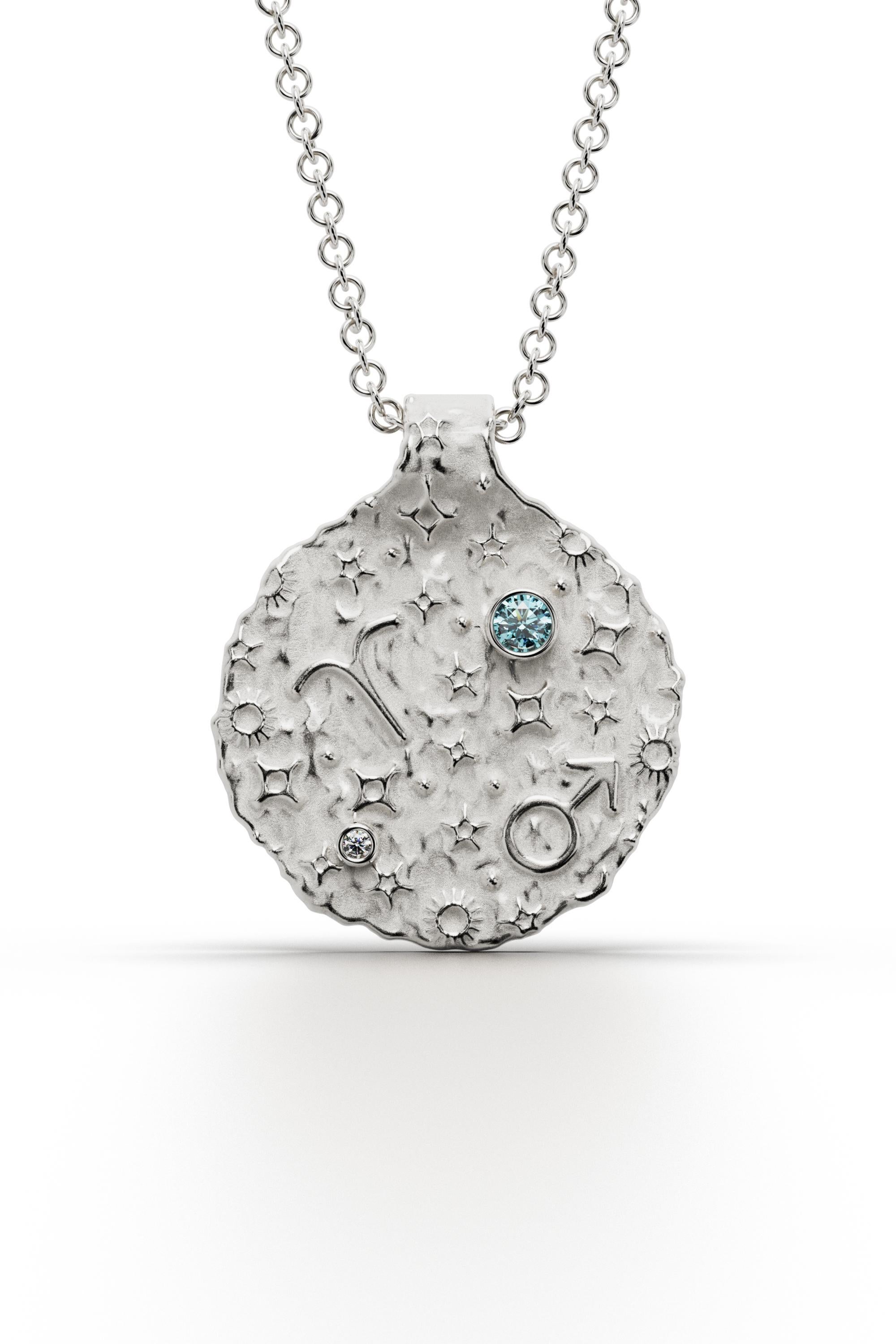 Contemporary Aries Zodiac Pendant –18K Gold – Astrology Necklace By Oltremare Gioielli For Sale
