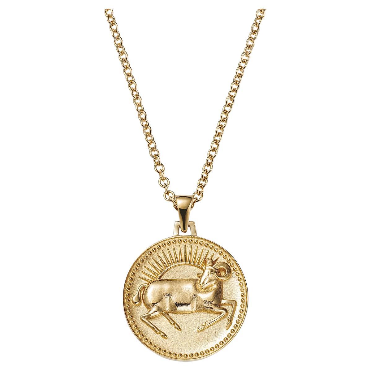 Aries Zodiac Pendant Necklace 18kt Fairmined Ecological Gold For Sale