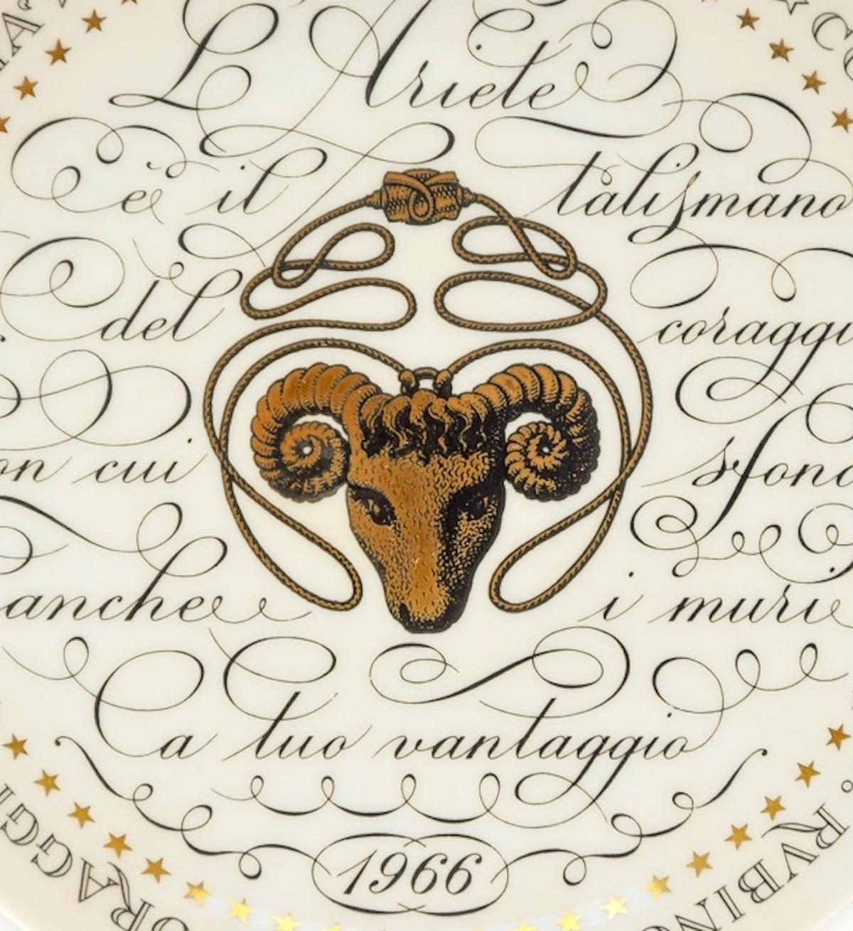 Italian Aries, Zodiac Plate Series by Piero Fornasetti, 1966