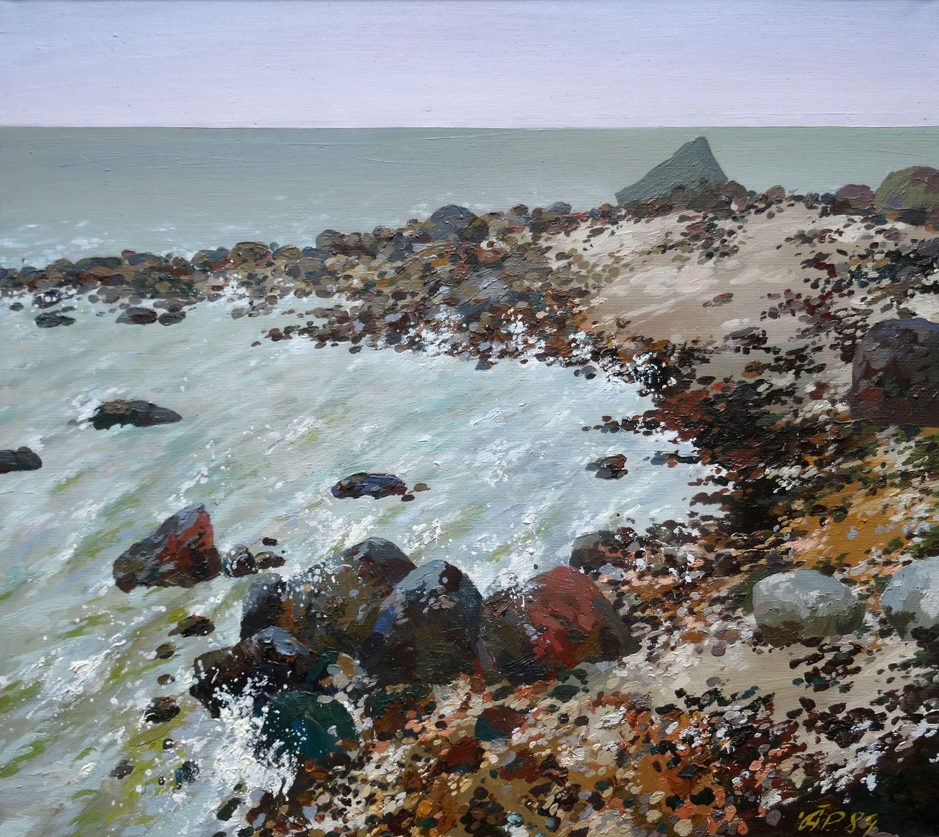Arija Paikule Landscape Painting - Sea. 1989 Oil on canvas, 81x75 cm
