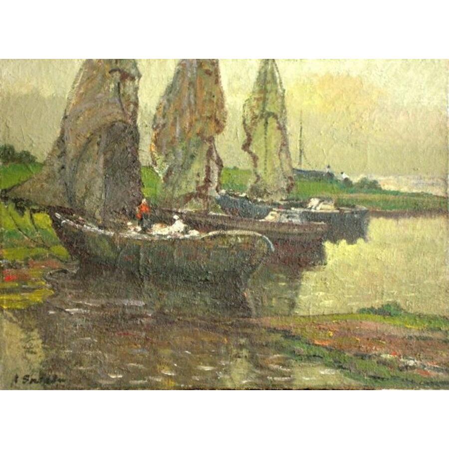 Arijs Skride  Landscape Painting - At Vitrupe. 1986, oil on canvas, 54x73 cm