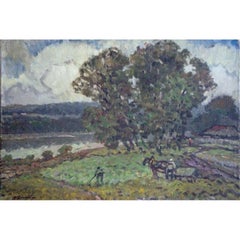 Haymaking. Oil on canvas, 50x73 cm