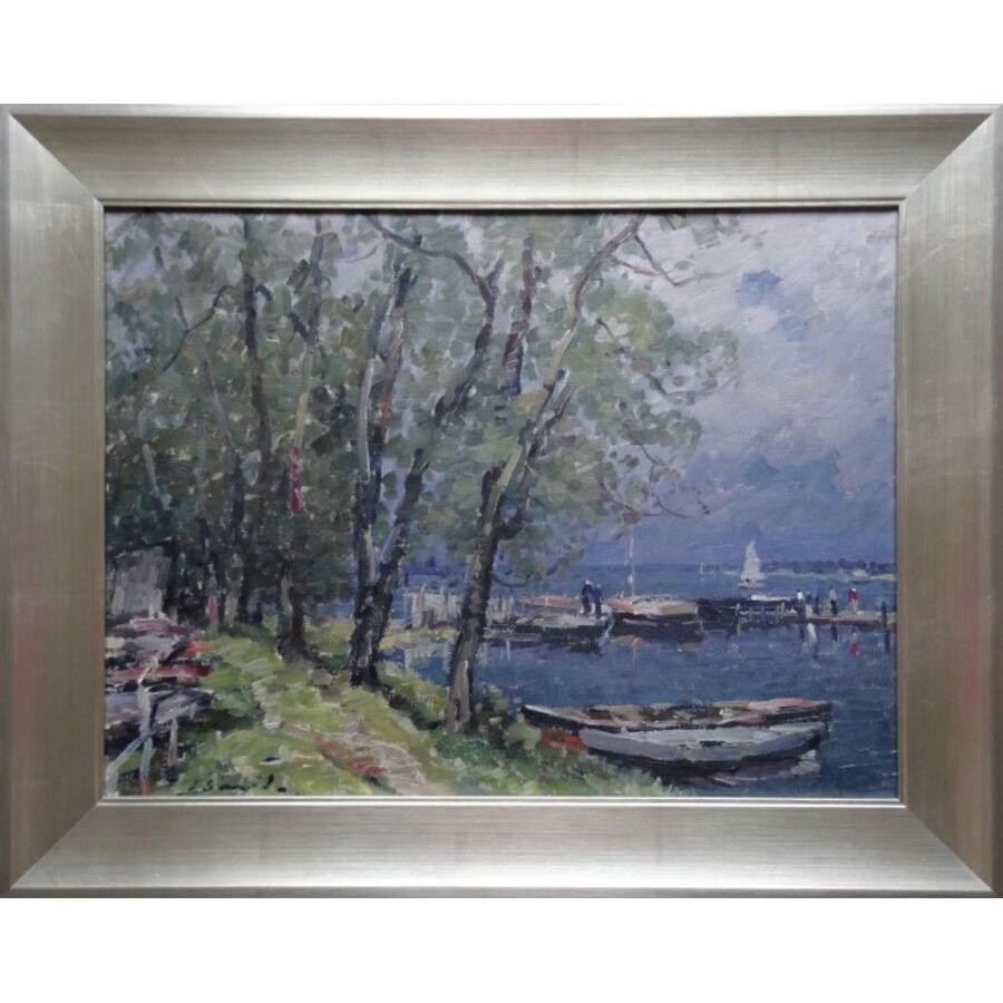 Puerto Kisezers. Lienzo, óleo, 47x62 cm - Painting de Arijs Skride 