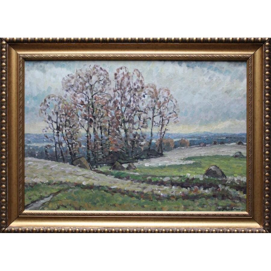 Landschaft. Öl auf Leinwand, 48x70 cm, Öl – Painting von Arijs Skride 