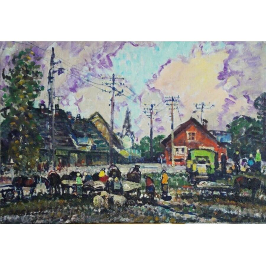 Market. 1973, Öl auf Leinwand, 50 x 72 cm