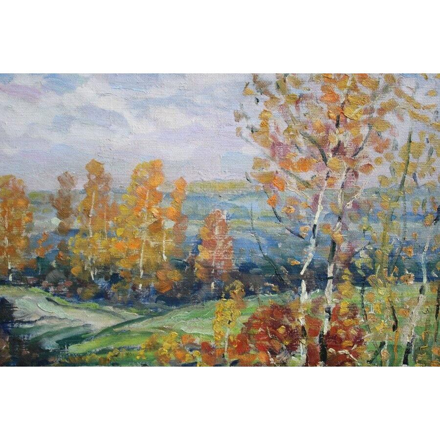 Piebalga. Olio su tela, 67x47 cm - Landscape Painting Marrone di Arijs Skride 