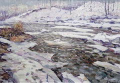 River in the spring. Canvas, oil, 49.5x70 cm