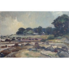 Rocky embankment. Oil on canvas, 48.5x72 cm