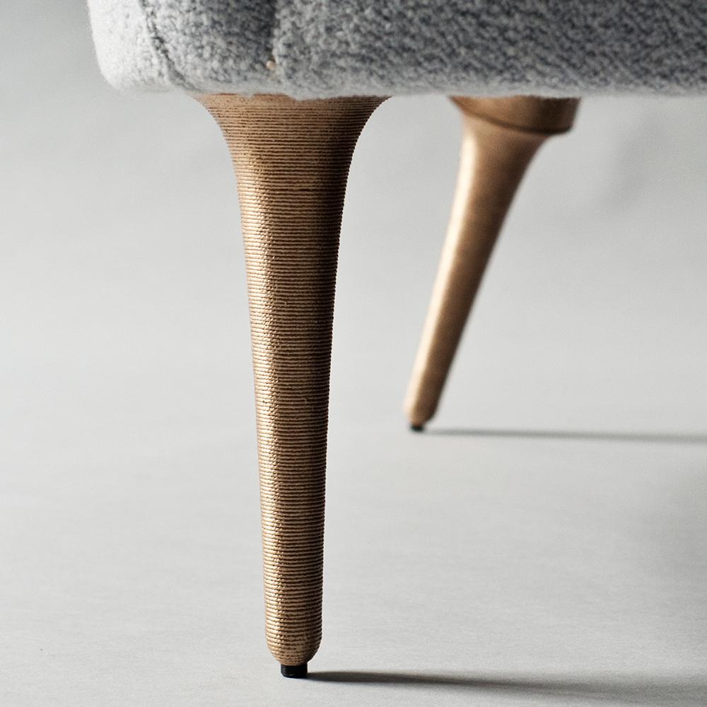 Contemporary Aril Side Chair by DeMuro Das with Hand-Cast Legs in Solid Satin Bronze For Sale
