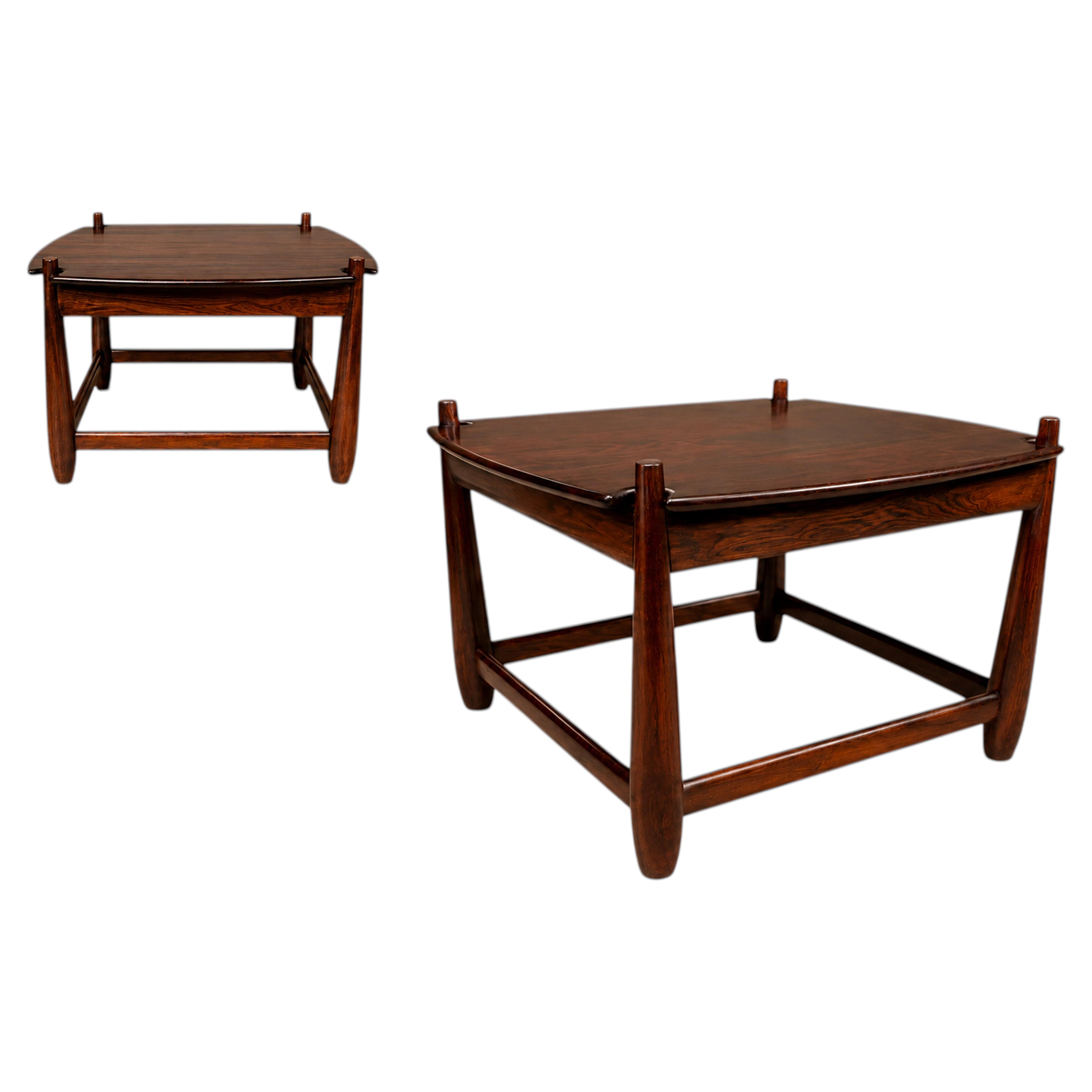 Tavolini “Arimelo” in palissandro brasiliano di Sergio Rodrigues, Brasile, 1958