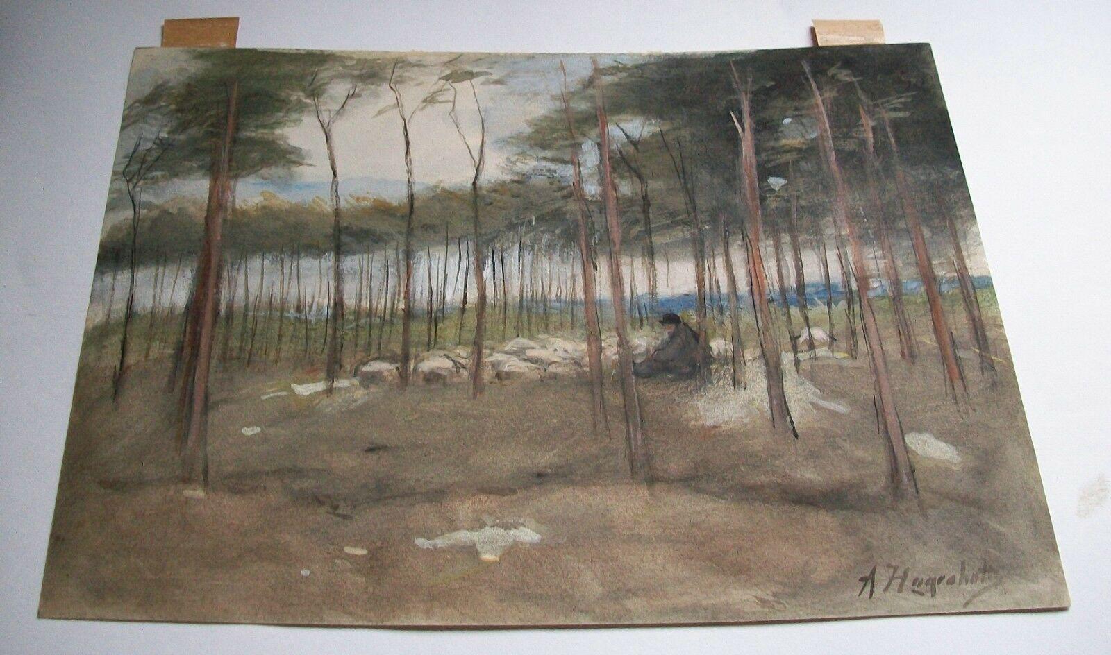 Romantic Arina Hugenholtz, Landscape Painting with Sheep, Netherlands, 19th Century For Sale