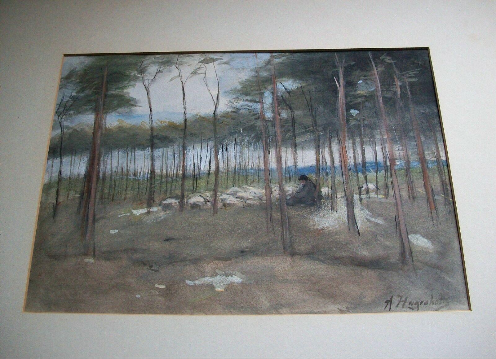 Hand-Painted Arina Hugenholtz, Landscape Painting with Sheep, Netherlands, 19th Century For Sale