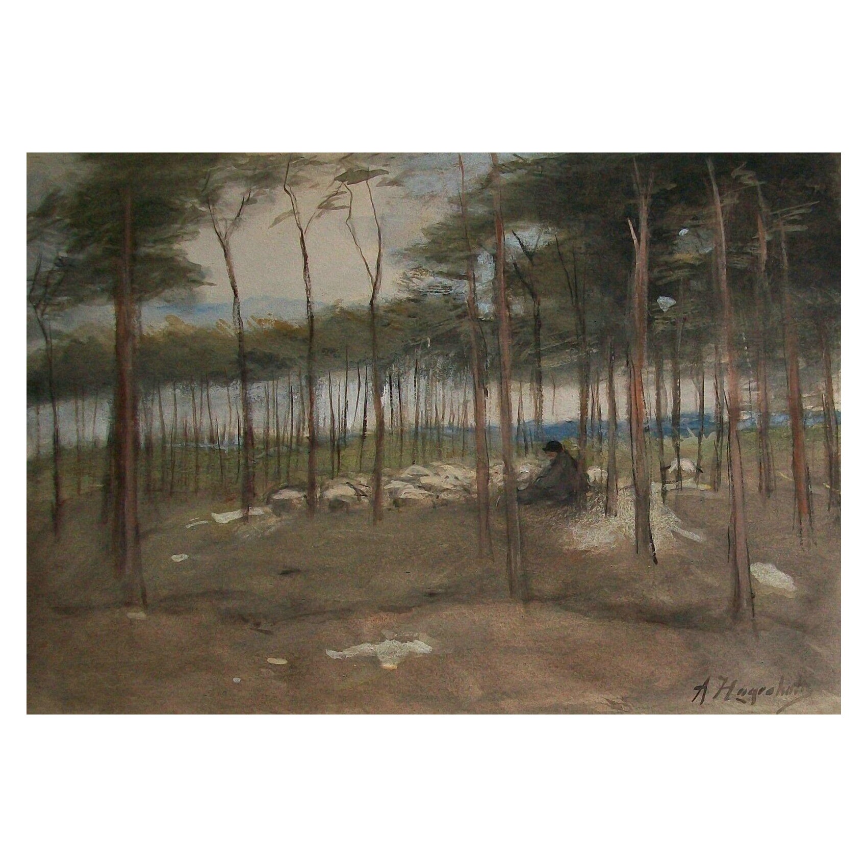 Arina Hugenholtz, Landschaftsgemälde mit Schafen, Niederlande, 19. Jahrhundert im Angebot