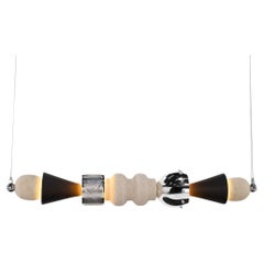Arinna Pendant Lamp in Oak Veneer, Silver-Plated Brass & Mardin Stone by Marau