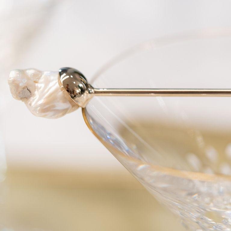 Portuguese Ariol – Cocktail Pick with Distinctive Baroque Pearl Accent For Sale