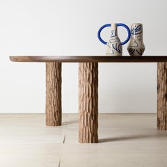 Arion Round Walnut Coffee Table with Carved Legs, by Mythology