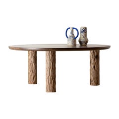 Arion Round Walnut Coffee Table with Carved Legs, by Mythology
